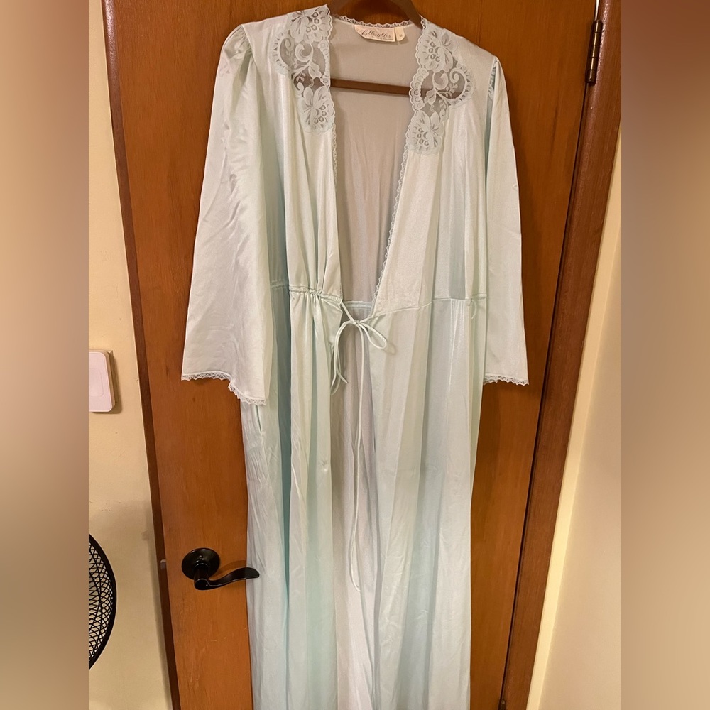 silk teal robe